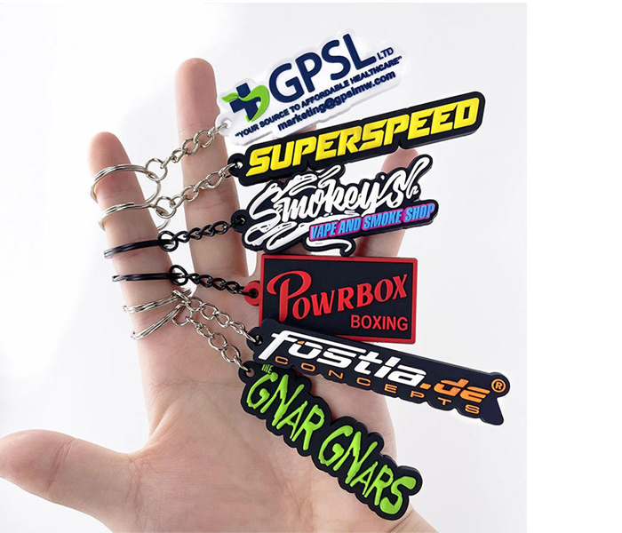 Factory Custom own logo shaped soft pvc keychain with logo or design for promotional gifts