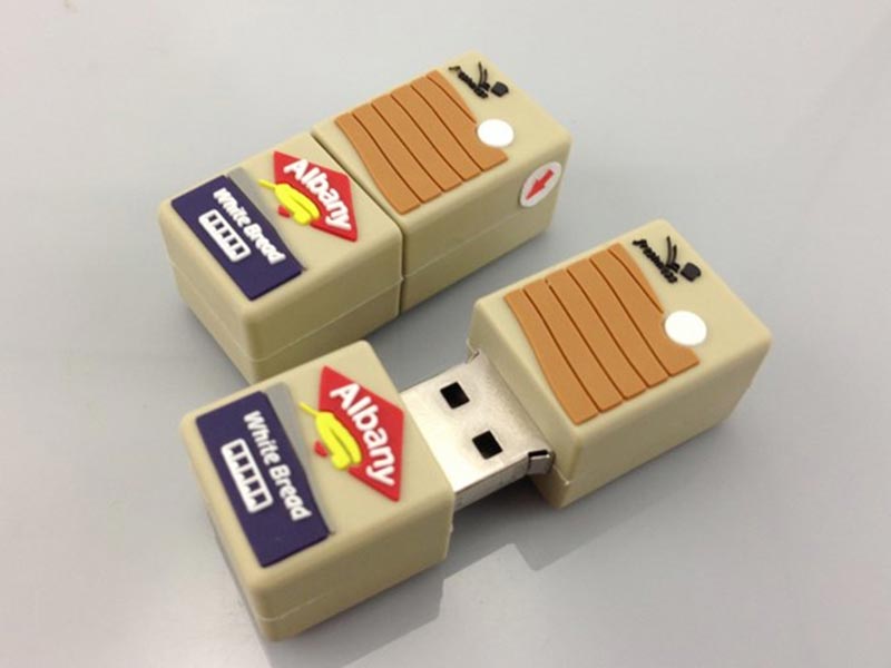 Food Industry White bread custom pvc usb flash drive memory stick gift shop